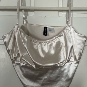 H&M Divided Satin Cream Crop Top